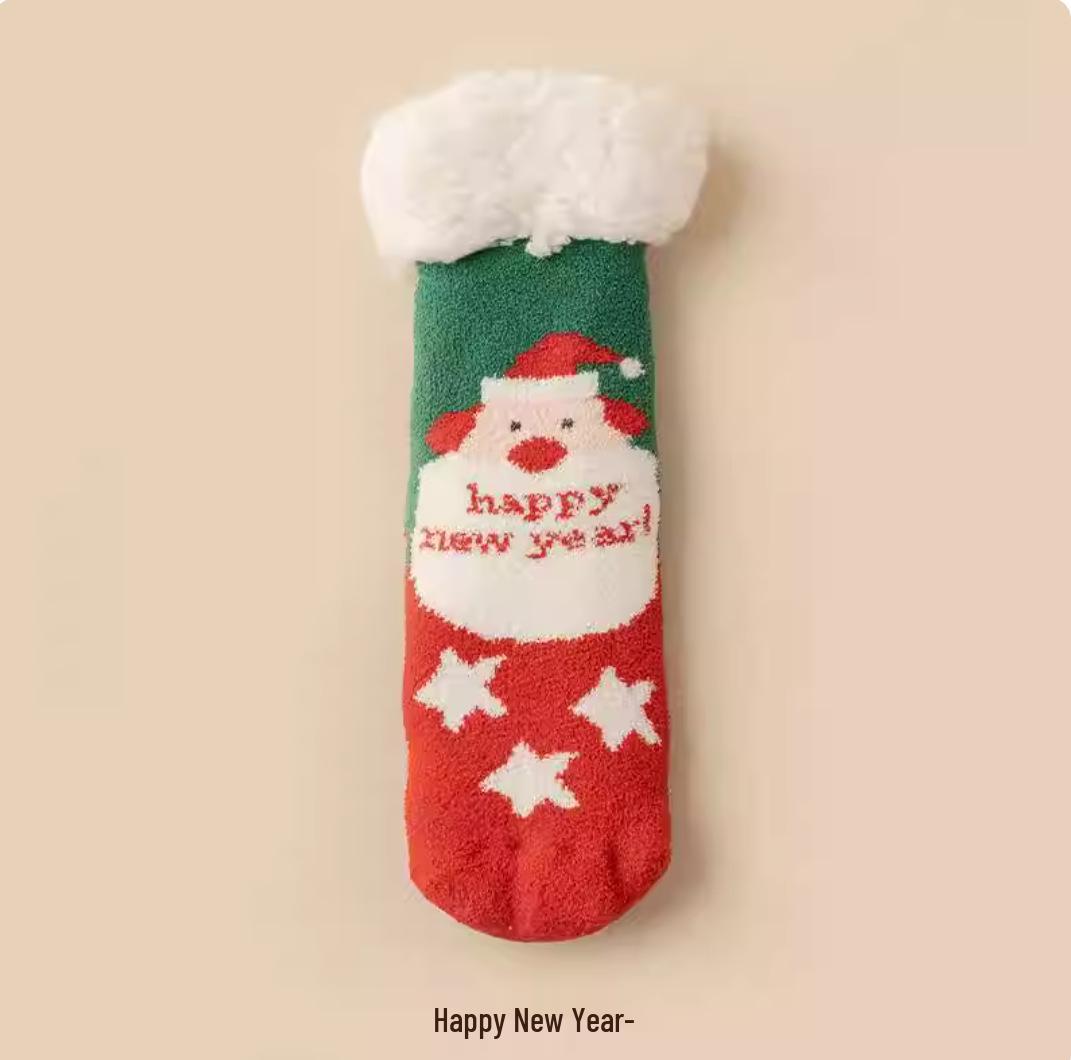 

Женские домашние носки до середины икры с коралловым флисом внутри и противоскользящей подошвой - Теплые, милые и идеально подходящие для беременных. One size