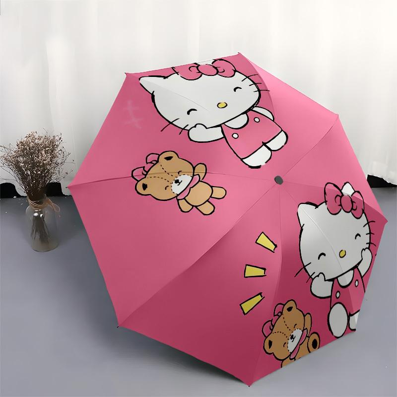 1pc Hello Kitty with Teddy Bear Umbrella with Plastic Handle,Suitable for All Seasons Home Travel Outdoor UmbrellaSanlio670