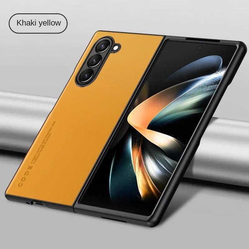 Carbon Fiber PU Leather Phone Case for Samsung Galaxy Z Fold 6 5 4 3 Fold6 Fold5 Fold4 Fold3 5G Hard Plastic Shockproof  Cover