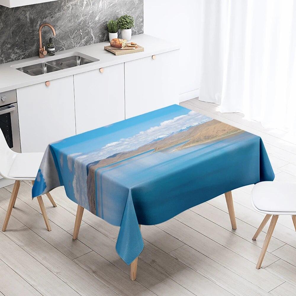 Natural World Scenery Tablecloth Landscape  Anti-Stain Waterproof Rectangular  Kitchen Table Home Decor