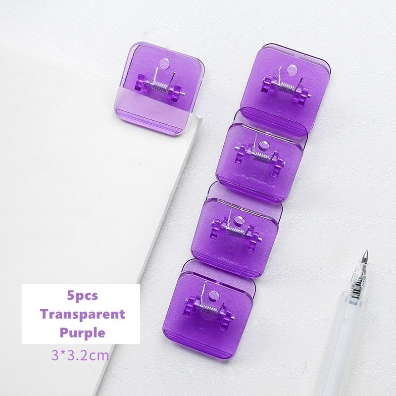 5 ks Candy mini štvorcové klipy Priehľadné a jednofarebné držiaky na papierové klipy Spona na papierové spony pre poznámkový blok Časopis Knihy pre domácnosť