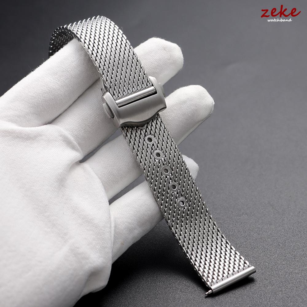 20mm Ασημένιο Πλέγμα Βραχιόλι για Omega Seamaster 007 Επίπεδη Διεπαφή Λουράκι Ρολογιού από Ανοξείδωτο Ατσάλι για Άνδρες Γυναίκες Αναπνεύσιμο Λουράκι Καρπού