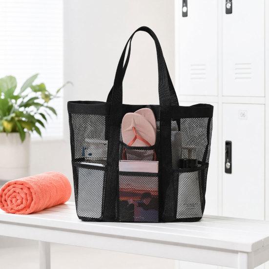 Mesh Beach Bag, Large Capacity Foldable Tote Bag, Sandproof Dirt-Resistant Portable Fitness Shower Bag, for Beach And Swimming Pool