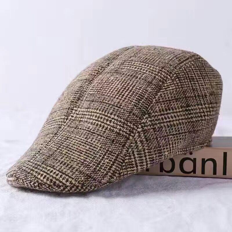 2024 Autumn/Winter Men's Woolen Beret: Warm, Thickened Duckbill Hat for Middle-Aged & Elderly.