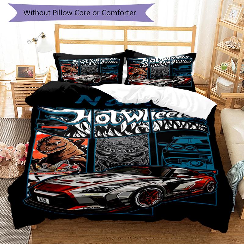 3pcs Custom Name Racing Bedding Set Duvet Cover Closure Includes 1 Duvet Cover & 2 Pillowcases, Soft and Comfortable for All Seasons.