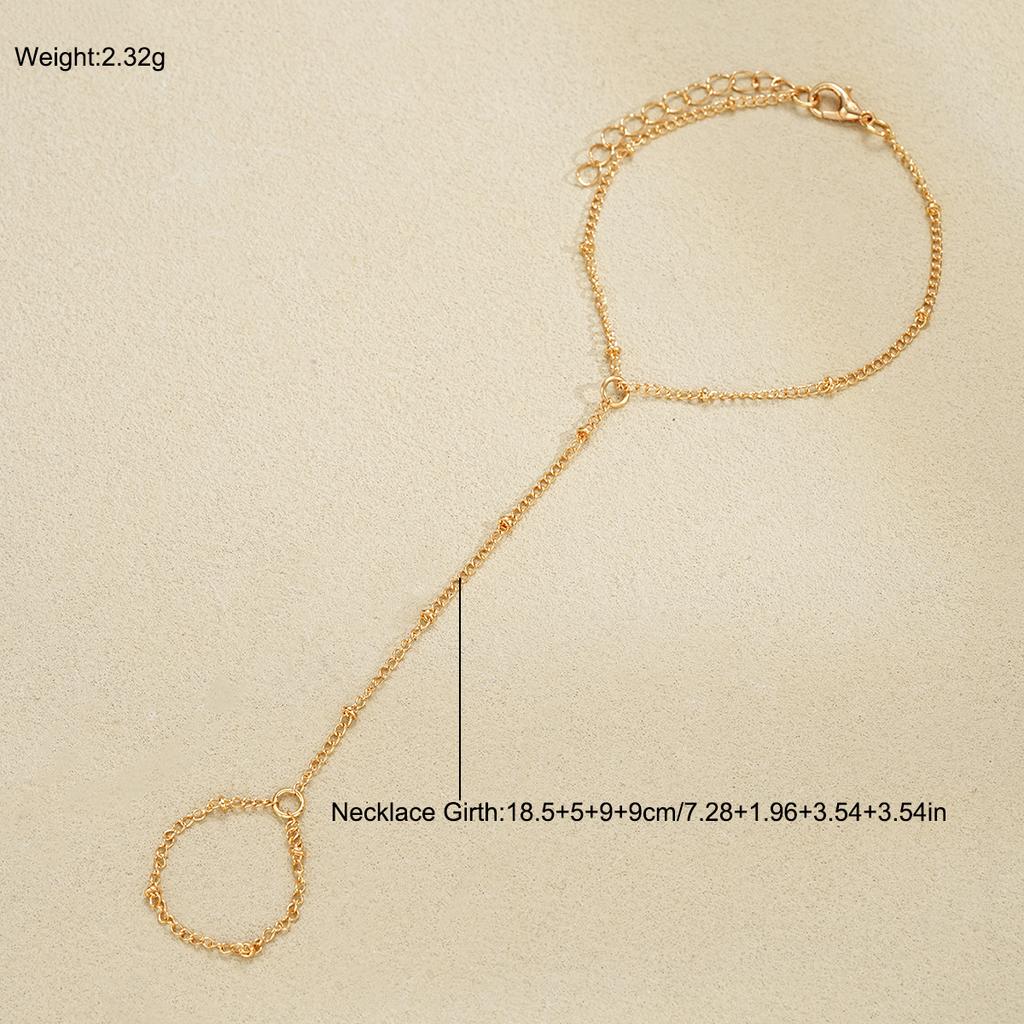 Elegant Hand Chain Finger Ring Bracelet For Women Simple Gold Color Connecting Harness Hand Bracelets Trendy Party Jewelry Gifts