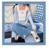 Primavera 2022 moda donna a vita alta y2k jeans a gamba larga da donna larghi gradiente donna denim capris pantaloni jean mamma jeans pantaloni