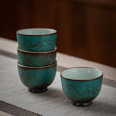 40ml Turquoise Green Japanese Ceramic Tea Cup Vintage Celadon Kiln Change Kung Fu Tea Set