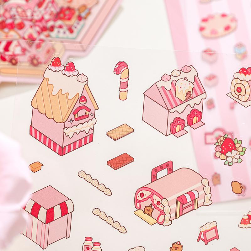 3sheets/bag Cute Cartoon 3D Landscape Stickers For Scrap Books Hand Account Art Handbooks Phone Cases Plans Notebook Decoration
