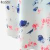 ZANZEA Women Casual Round Neck Half Sleeve Summer Floral Blouse
