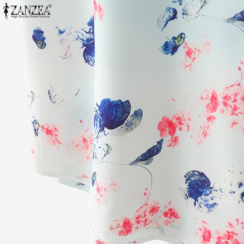 ZANZEA Women Casual Round Neck Half Sleeve Summer Floral Blouse
