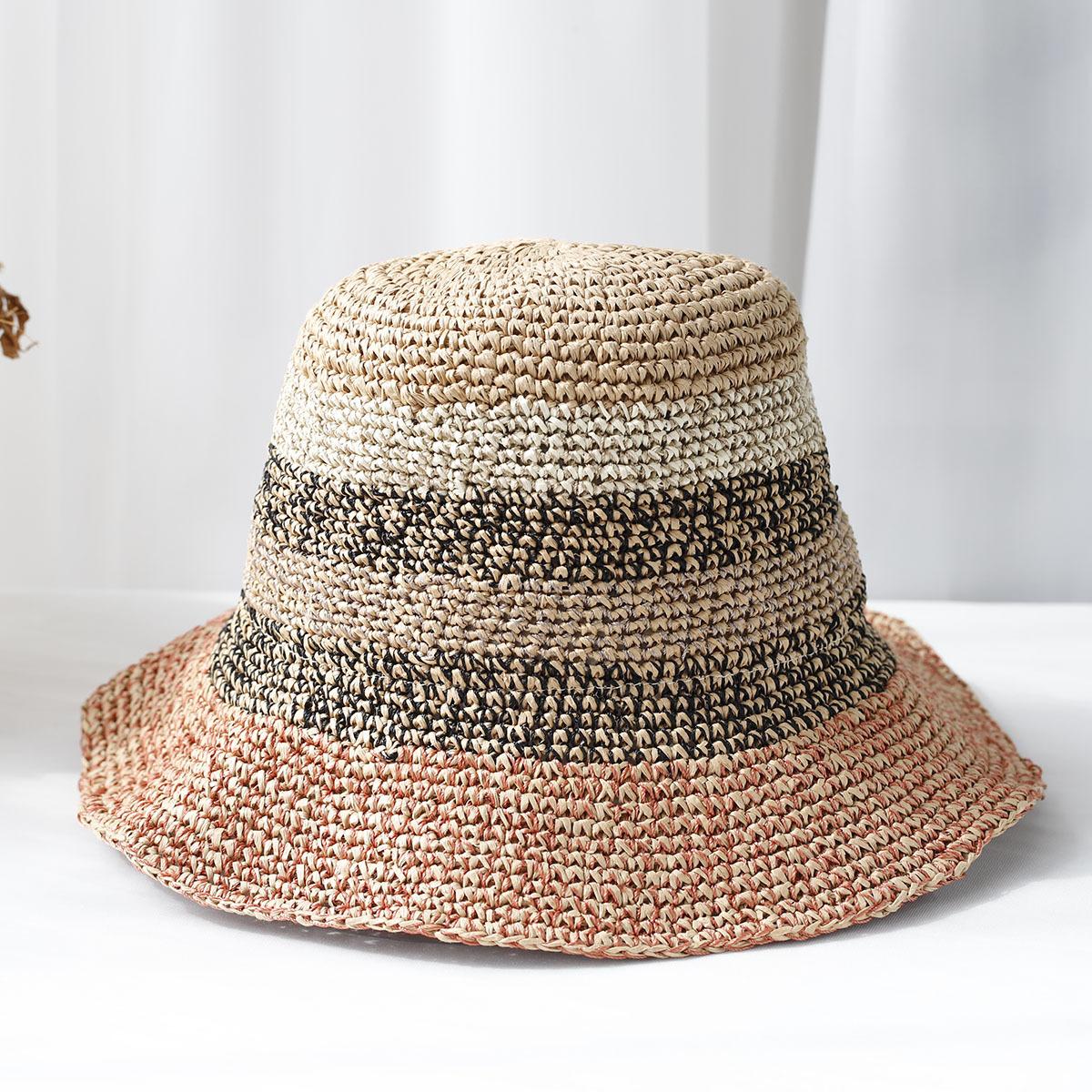 

Summer high-quality Foldable Straw Hat Floppy Wide Brim Sun Cap Bowknot Beach Foldable Hats for Women Hiking Caps 56-58cm