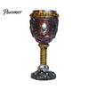 Unique Home Decor Gifts Horrible Resin Stainless Steel Skull Goblet, Retro Skeletal Wine Gothic Cup Cocktail Glasses, Vintage Whiskey for Halloween