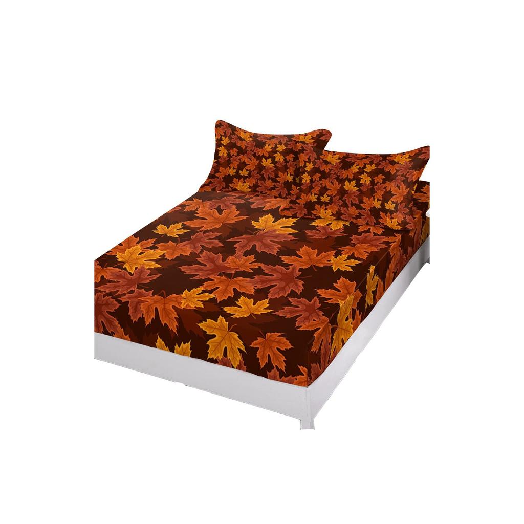 Autumn Maple Leaf Pattern Mattress Three-Piece Digital Printing Bedding Mattress Three-Piece Christmas Dress