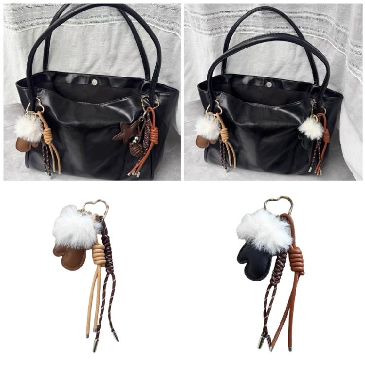 Sophisticated PU Leather Glove Keychain Accessory Colorful Woven Lanyard Keyring Handmade Key Chain Charm for Women
