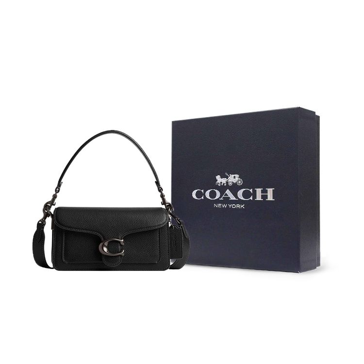 Coach Tabby 20 Solid Logo Pebbled Flap Leather Messenger Bag Women bags Black CM546-V5BLK