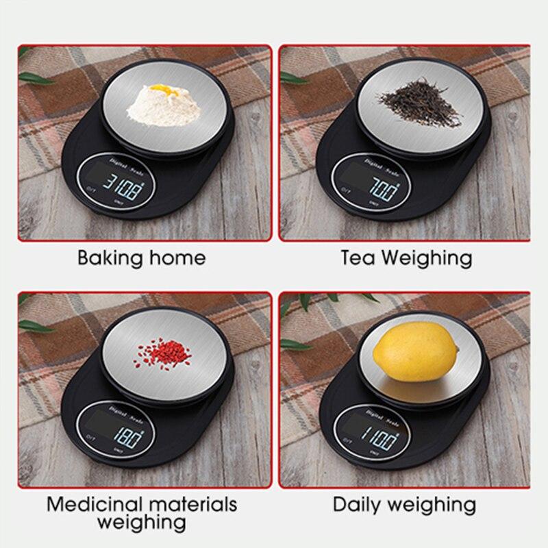 Stainless Steel 5kg 0.1g Kitchen Scale Weighing Food Scale Baking Measuring Scales Household Kitchen Accessories Coffee Scale
