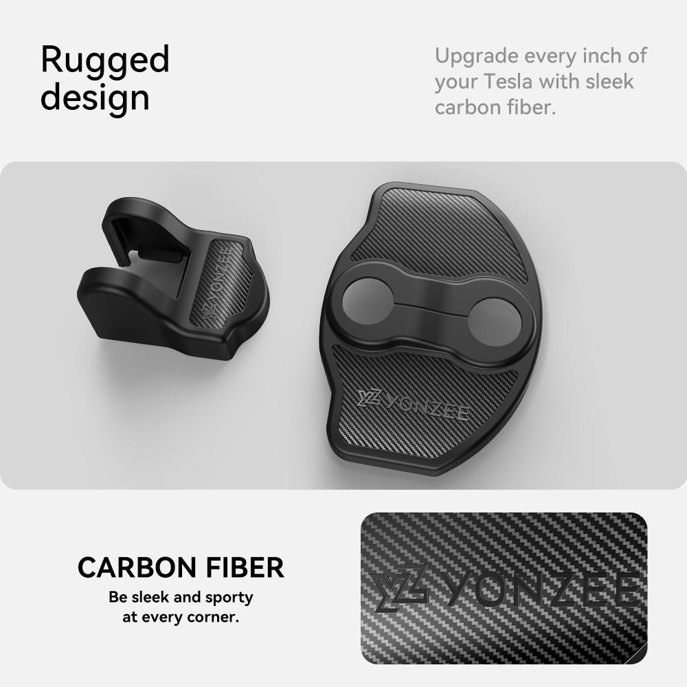 YZ For Tesla 3/Y Car Door Shock Absorber Easy to Assemble Car Door Lock Protector imitation carbon fiber Car Door  Accessries