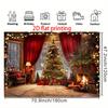 2D FLAT1PC Winter Christmas Background Cloth, Warm Room Christmas Tree Gift Box, Fireplace Design Background