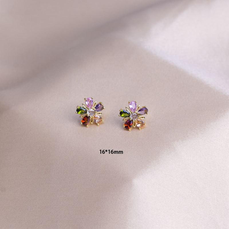 Womens Titanium Steel Jewelry Set Flower Gem Pendant Necklace Earrings Ring Fashion OL Style