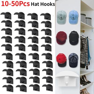 10-50 Stück Baseballkappenständer Hutständer Rack Organizer Aufbewahrung Modern Baseballkappen Aufhänger Rack Hängend für Tür Wand Schrank