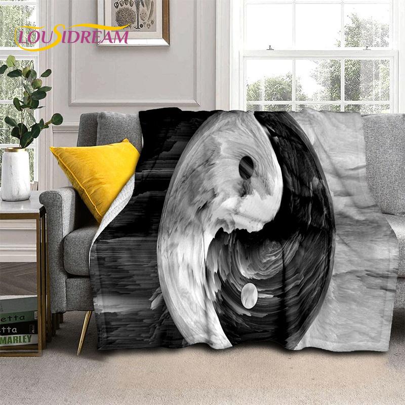 Chinese Bagua Yin Yang 3D Tai Chi Deken, Zachte Worpdeken voor Thuis Slaapkamer Bed Sofa Picknick Reizen Kantoor Dekbed Kinderen