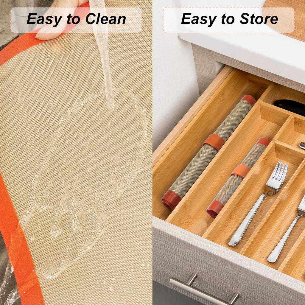 AMYONE Quarter Sheet Silicone Baking Mat, 2 Pcs Non-Stick Silicone Baking Mats Cookie Sheet for 9x13 Baking Pan, Reble Baking Sheet Liners Compatible