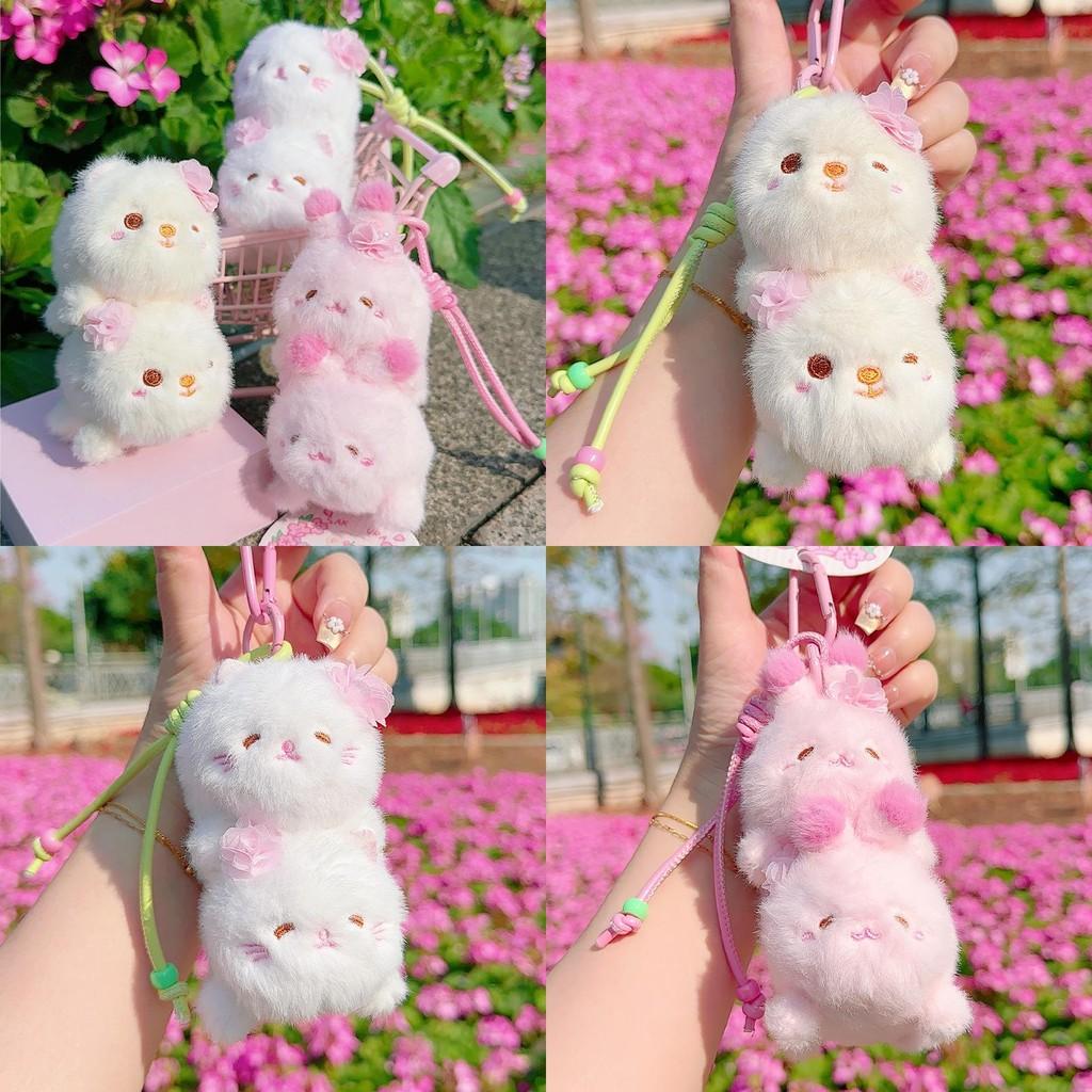 Sakura Cat Season Bear Rabbit Plush Animal Keychain Pendant Decoration Gift