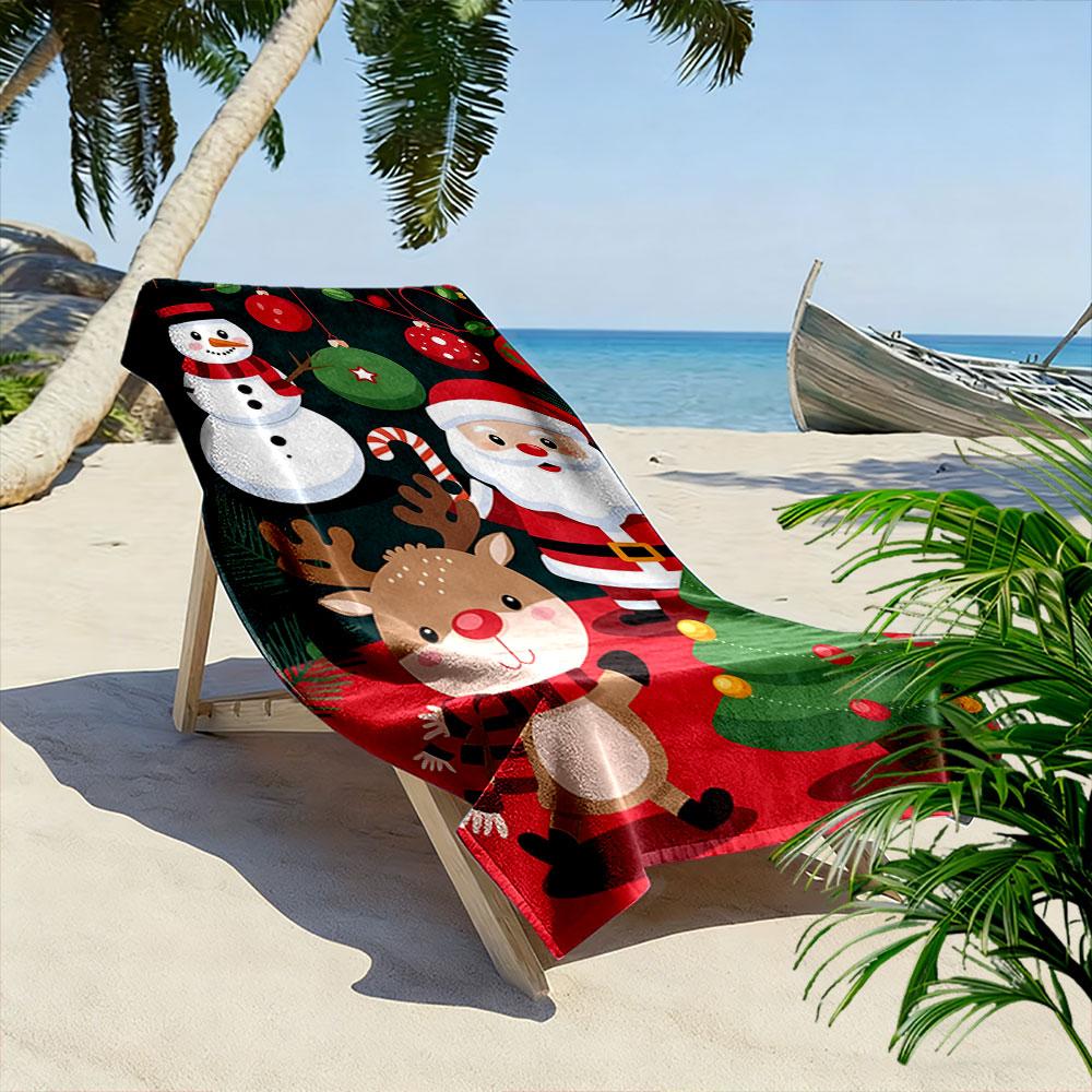 Festive joyfully magical scene Print beach towel, quick drying, suitable for travel, outdoor sports, jogging, the beach and swimming, gift
