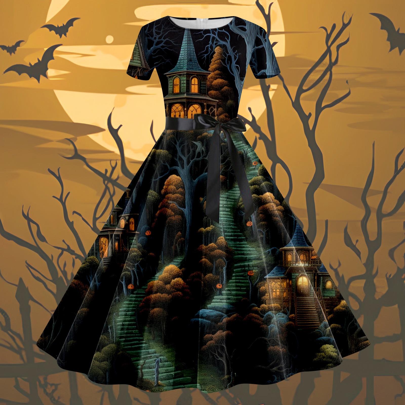 

Женское модное платье для коктейля на Хэллоуин с принтом в стиле панк, винтажное платье L