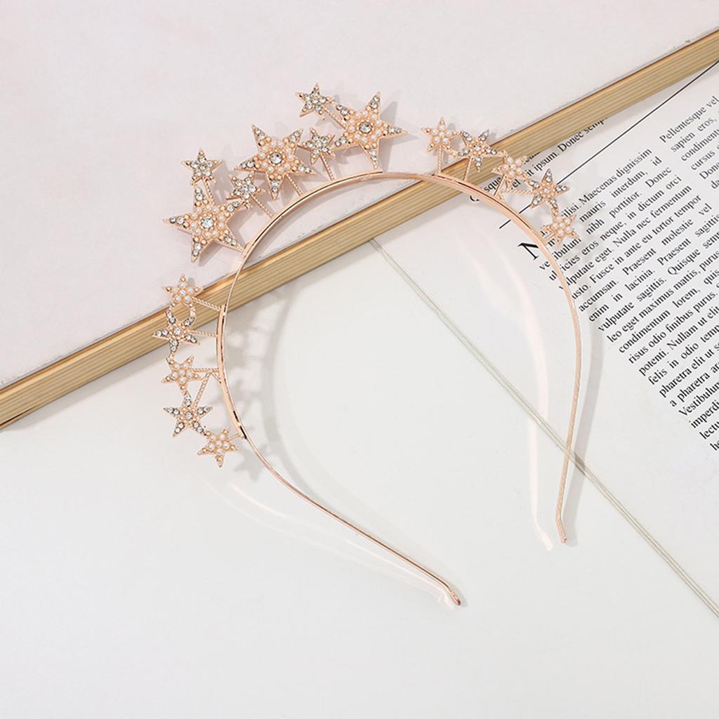 Simple Star Headbands Party Hair Hoops Gold/Silver Color Metal Rhinestone Hairbands for Women Girls Bride Wedding Hair Jewelry