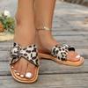 European and American foreign trade one-piece buckle leopard print large size women's flat slippers 2025 summer new fish mouth beach sandals
