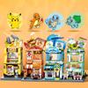 Original Box Pokemon Pikachu-Claw Crane Game Shop Blocks Charizard  Squirtle Bulbasaur  Model Educational Kids Toys For Gift