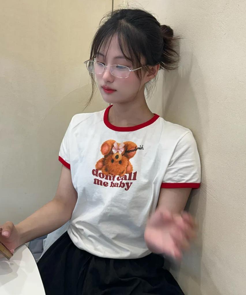Damiswi Reverse Teddy Ringer T-Shirt_Red