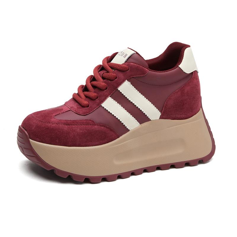 

8587 осень новая мода толстая подошва увеличение высоты 8 см тренд письмо универсальная женская повседневная обувь спортивная обувь коричневый 34