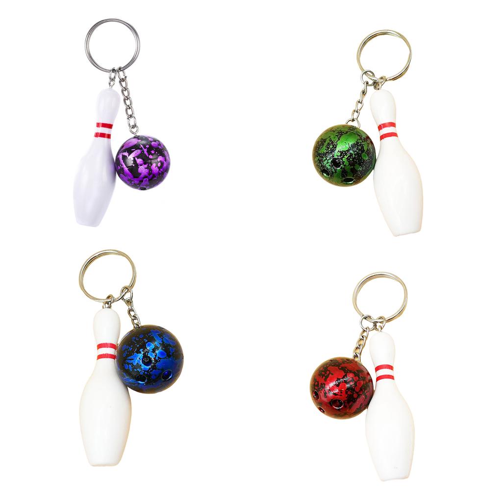 Creative Bowling Ball & Pin Pendant Keychain Stylish Blue Bowling Ball Keychain for Bag Decoration & Car Keyring Charm
