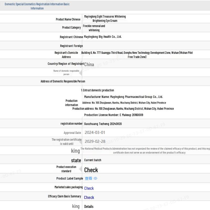Mayinglong Eight Treasures Brightening Eye Cream