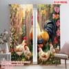 2pcs,2D Plane Printing Minimalist Curtains Garden Roosters (2) Versatile Polyester Fabric (without Rod) Decorations Inside