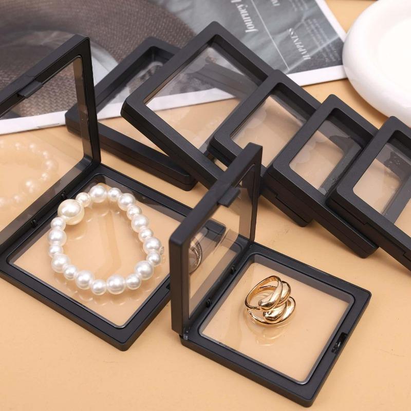 Transparent Floating Display Box Plastic Film Jewelry Packaging Box Jewelry Ring Necklace Collectible Earring Pin Organizer
