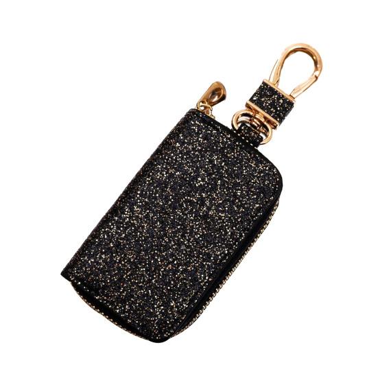 Pouzdro na klíče od auta z umělé kůže Mini přenosné třpytivé Pánské Dámské Taška na klíče od auta Kroužek na klíče Obal na dálkový ovladač Zipová taštička Ochranné pouzdro