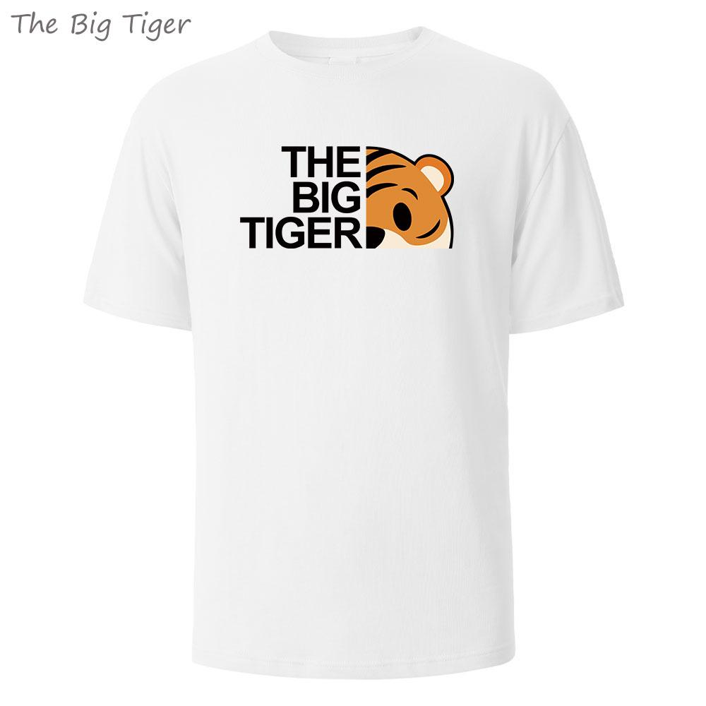 The Big Tiger Printed Classic Mens Cotton Tee Relaxed Fit Round Neck Breathable Fabric Casual Everyday Tshirt Mens Tshirt Top S