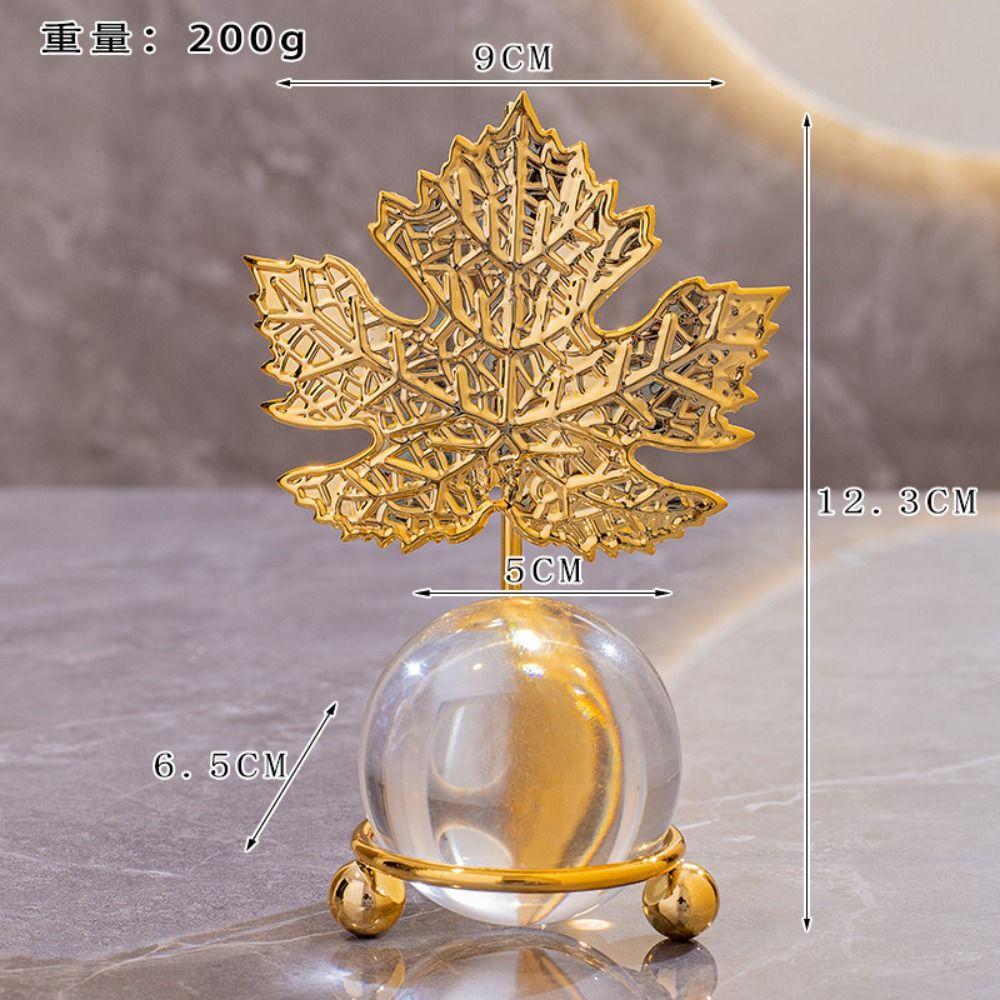 Non-slip Leaf Ball Ornaments Rust-proof Metal Leaf Crystal Ball Collectibles  Desktop