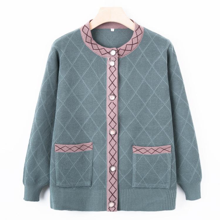 

Матери среднего и пожилого возраста носят весенне-осенние куртки-свитера, одежду для пожилых, одежду для пожилой женщины, бабушки, осенний кардиган, куртку-свитер 5XL зелёный