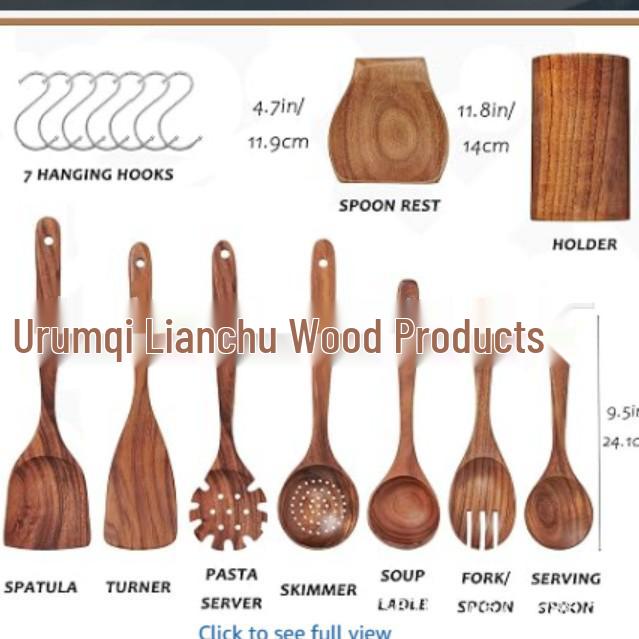 Teak Non-Stick Long-Handle Solid Wood Pan and Acacia Wood Kitchenware Set