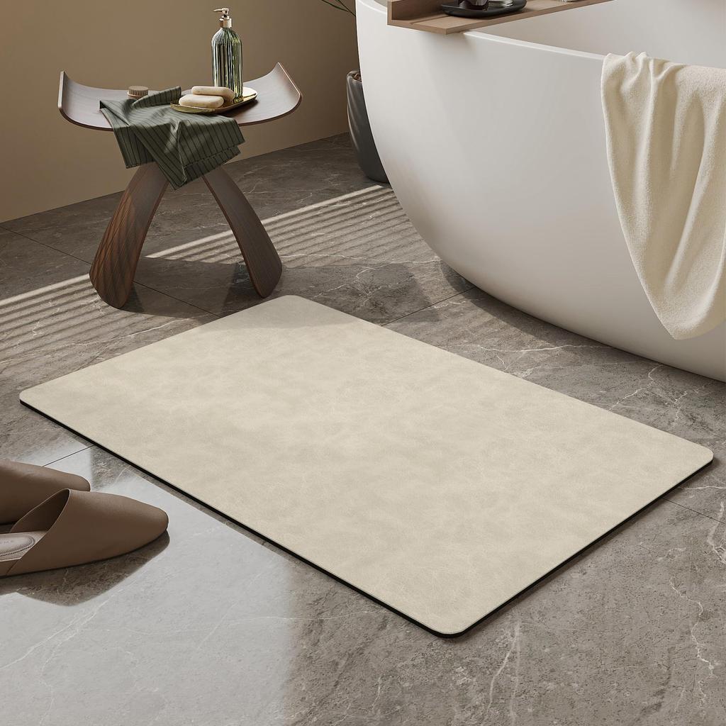 Rubber Non-Slip Quick Dry Absorbent Thin Bathroom Rugs Fit Under Door Bathroom Floor Mats-Shower Rug for In Front of Bathtub, Sink