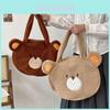 Stylish Khaki And Brown Plush Bear Tote Bag For Women Ideal For Everyday Use