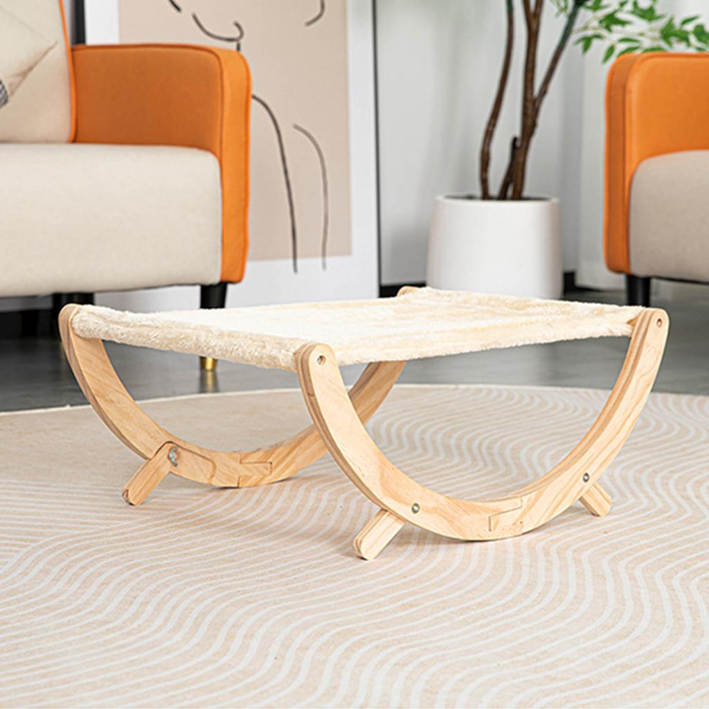 Wooden Cat Hammock Wooden Cat Swing Bed Folding Detachable Pet Bed for Cats Dogs Pets Plush