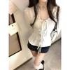 White Lace Up Waist Embroidered Blouse Long Sleeve Shirt Elegant Casual Top For Women
