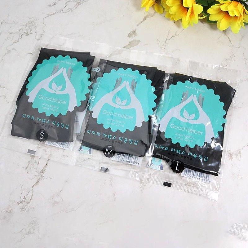 (11.8 Five Pairs) Korean Imported Latex Hairdressing Gloves, Thickened for Dyeing, Black Rubber Waterproof and Non-Slip Gloves Gloves Size S (5 Pairs)