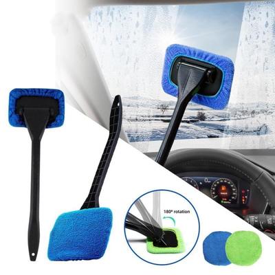3 Piezas Varita Limpiacristales Limpiador de Ventanas de Coche Mango Largo Fácil de Usar Herramienta Portátil para Limpieza de Parabrisas con Almohadillas de Tela Reutilizables
